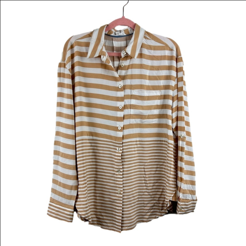 Jane and Delancey Stripe Button-Up Top